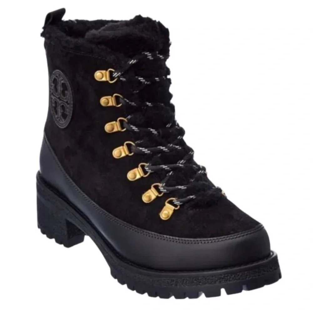 New Tory Burch Thea Suede & Shearling Lug Sole Booties